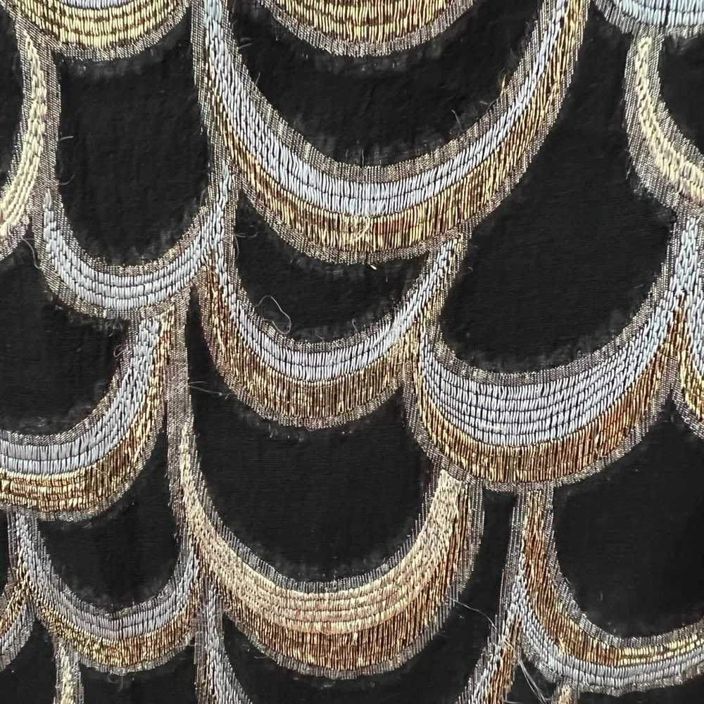 Loeffler Randall black and gold cape dress